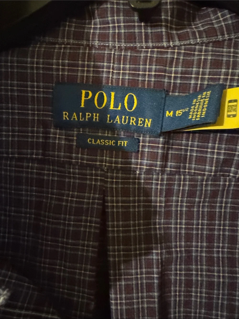 Polo by Ralph Lauren Men's Navy & maroon Plaid Button-Down Shirt (OLCC)